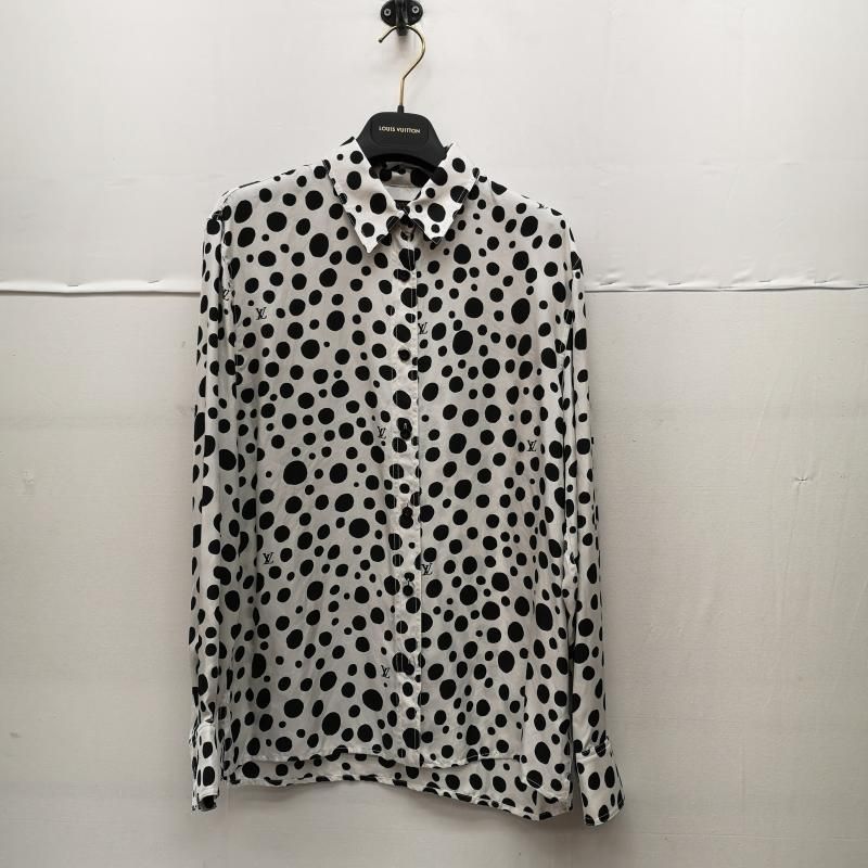 極美品◎LOUIS VUITTON×Yayoi Kusama ルイヴィトン×草間彌生 23SS シルク100% インフィニティドット 長袖シャツ ホワイト ブラック 36 LOUIS VUITTON - ルイヴィトン 草間彌生 インフィニティ ドット