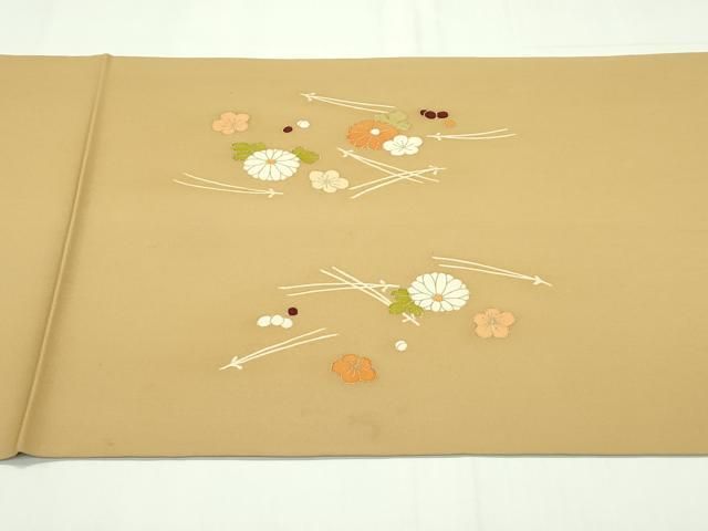 平和屋本店■極上　銀座　志ま亀　塩瀬　九寸名古屋帯　花籠文　金彩　狐色地　たとう紙付き　逸品　CZAA1720s5 平和屋本店□極上 銀座 志ま亀 塩瀬 九寸名古屋帯 花籠文 金彩 狐色地