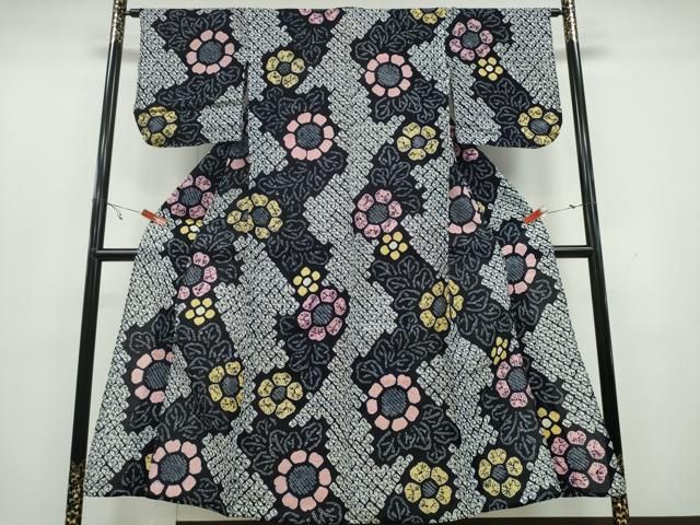 平和屋着物∴夏物 浴衣 有松鳴海絞り 菊文 綿 CAAY4654ng