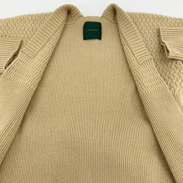 ネイティブヴィレッジ カーディガン 33183-09305 美品 ニット セーター 羽織り 無地 ウール カジュアル レディース ベージュ NATIVE VILLAGE トップス IL13258■ ネイティブヴィレッジ カーディガン 33183-09305 美品 ニット