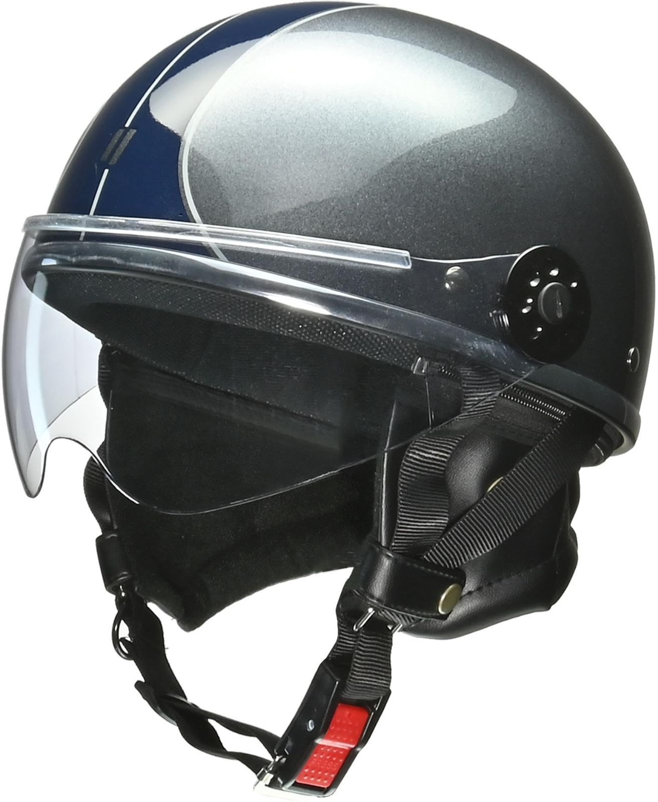 新着商品 リード工業 LEAD バイクヘルメット ハーフ O-ONE オーワン ガンメタ×ネイビー フリーサイズ 57~60cm未満 125cc以下用