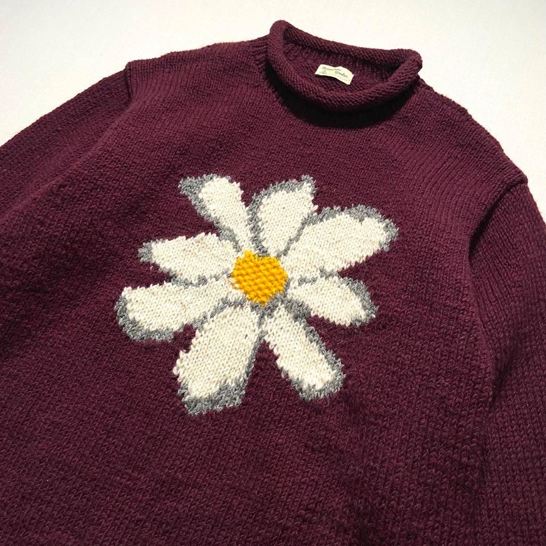Mcmachan Woolen フラワー ニット バーガンディ ワインレッド - メルカリ