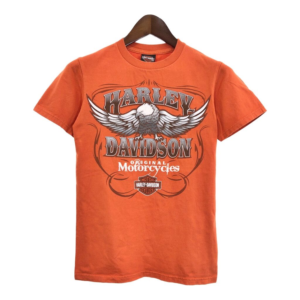 HARLEY DAVIDSON ハーレーダビッドソン 半袖Ｔシャツ モーターサイクル オレンジ メンズ S 古着 U0659