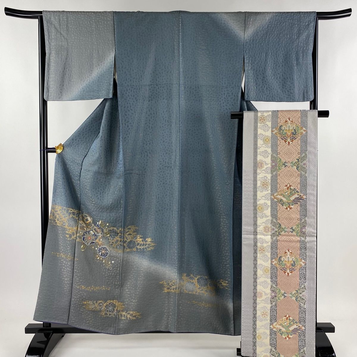 袋帯 鏡裏文様 地模様 華唐草 刺繍 金糸 銀糸 正絹 H177 袋帯 鏡裏文様 地模様 華唐草 刺繍 金糸 銀糸 正絹 H177 - メルカリ