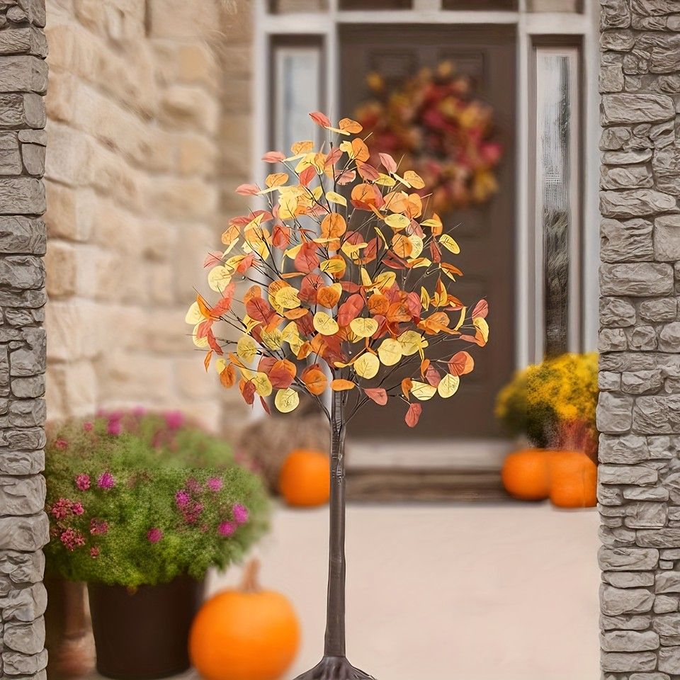 ハロウィン クリスマスに LEDユーカリ光る木 122cm 人工樹 デイオブデッド 感謝祭 屋内装飾 USB給電 ストリングライト付き 122cm2個 NEXPOTALLINN_EU