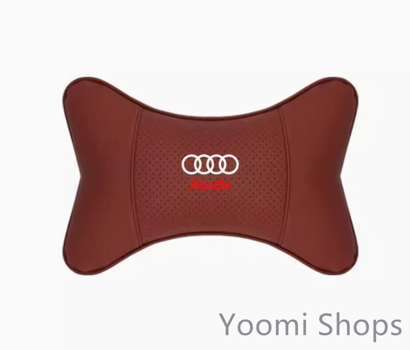 【新品未使用】アウディAUDI 車用ネックパッド2個セット上質ナッパレザー 首クッション 快適 ヘッドレスト ネックピロー ドライブee65