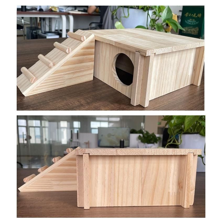 小動物用ハウス ペット用品 ペットグッズ ハムスター お家 おうち 隠れ家 小屋 遊び場 寝床 木製 はしご 運動不足解消 HRDEVELOPMENT_JP