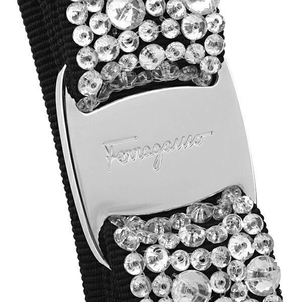 新品 フェラガモ FERRAGAMO バレッタ FERM CRYSTAL バレッタ