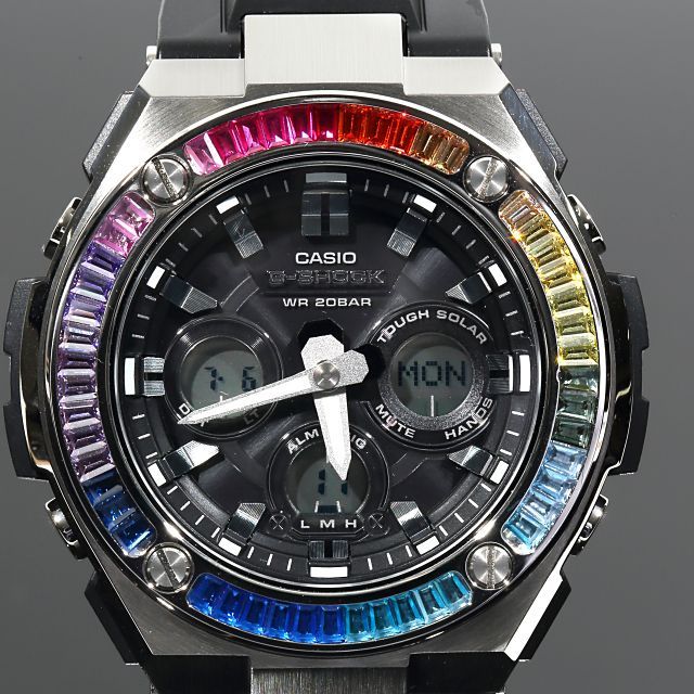 G-SHOCK GST w300 G-Steel レインボー バケットCZダイヤ（キュービック ...