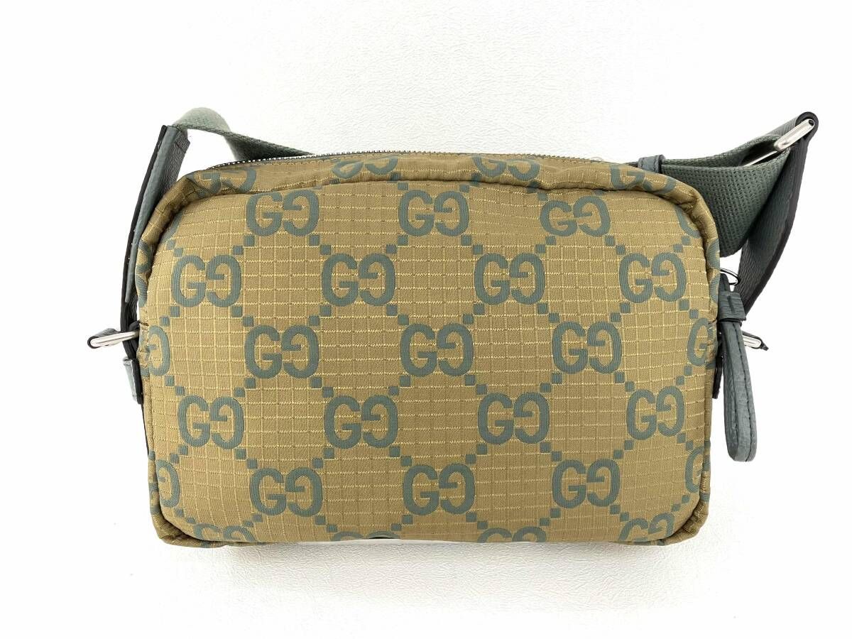 GUCCI グッチ 767931 FACPK GGポリエステル GGロゴ総柄 ショルダーバッグ クロスボディ カーキ ミディアム 保存袋付 メンズ ブランドバッグ