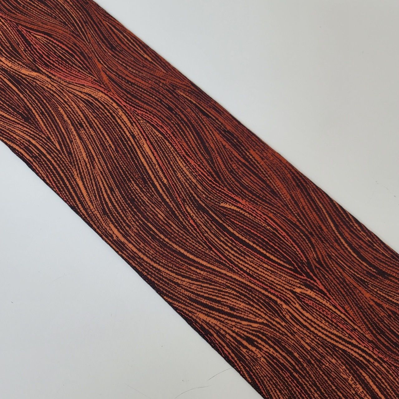 ［名古屋帯］　中古美品　縞模様　366cm O-733 名古屋帯 秀品 八寸名古屋帯 縞 幾何学模様 青灰色 正絹 【中古