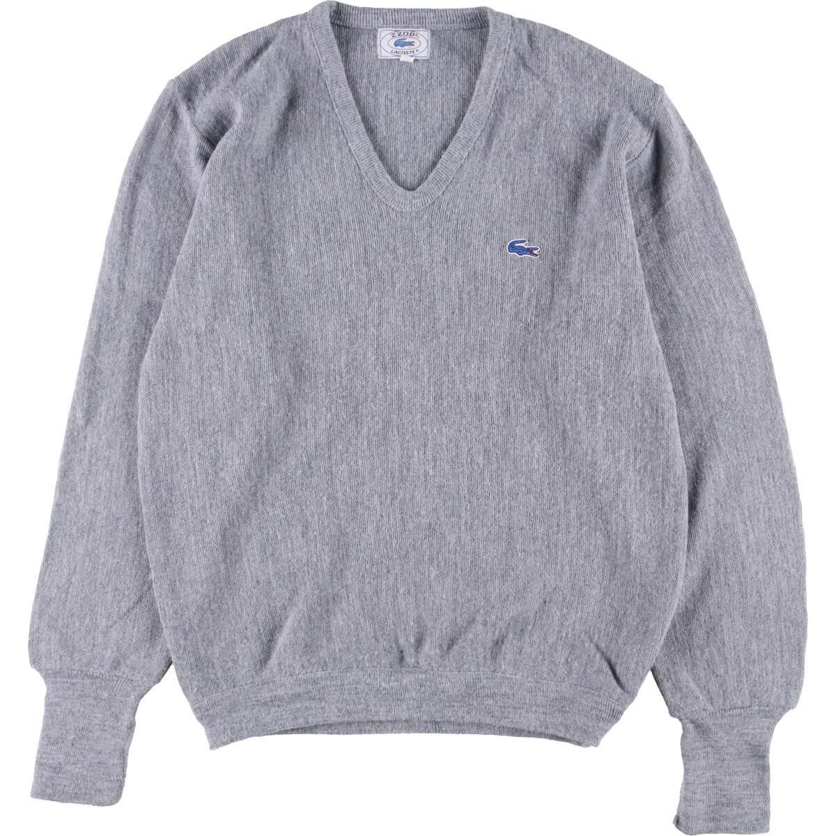 古着 80年代 ラコステ LACOSTE IZOD Vネック アクリルニットセーター 