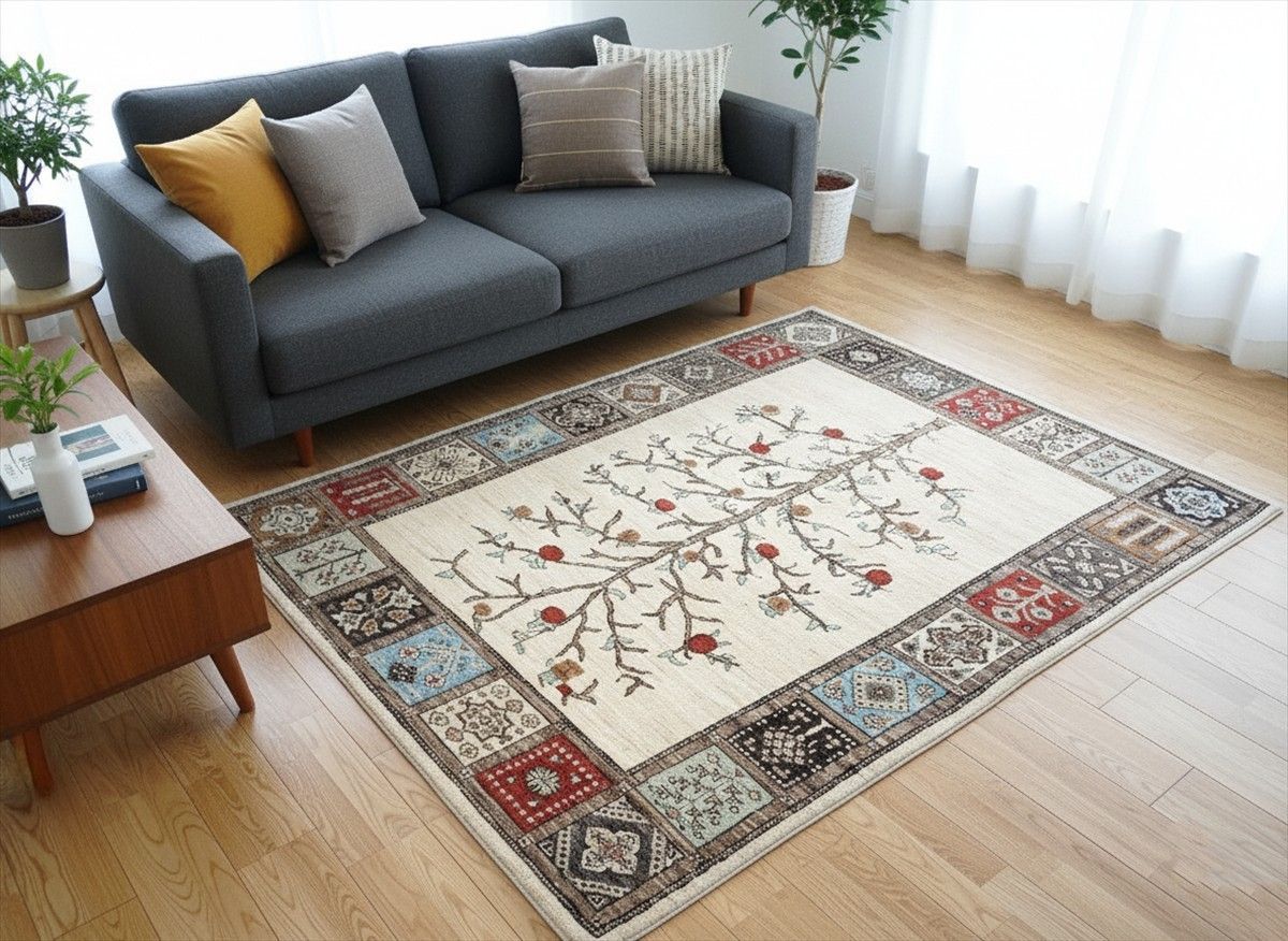 オールドトルコ絨毯 モロッコ製ヴィンテージラグ142 レア ブルー