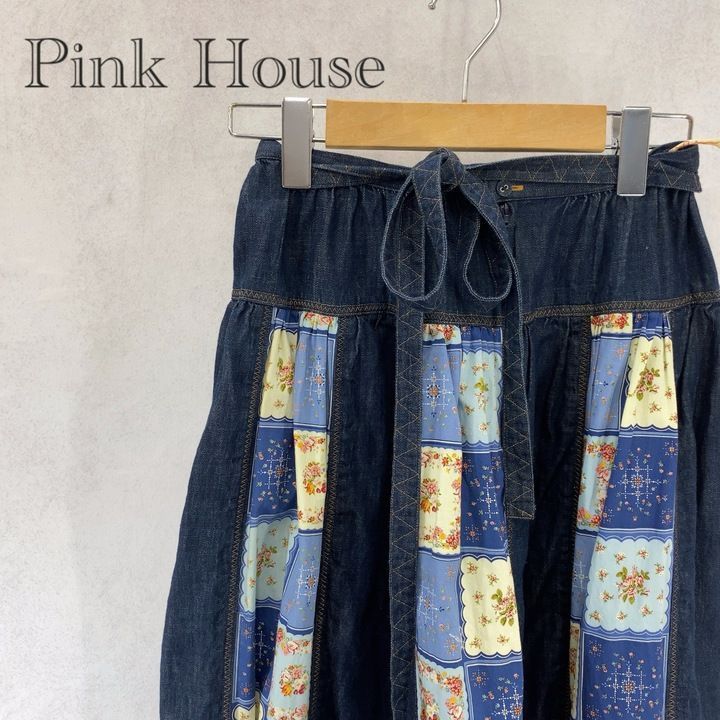 PINK HOUSE パッチワーク デニムスカート P012KFS36 B S-M相当