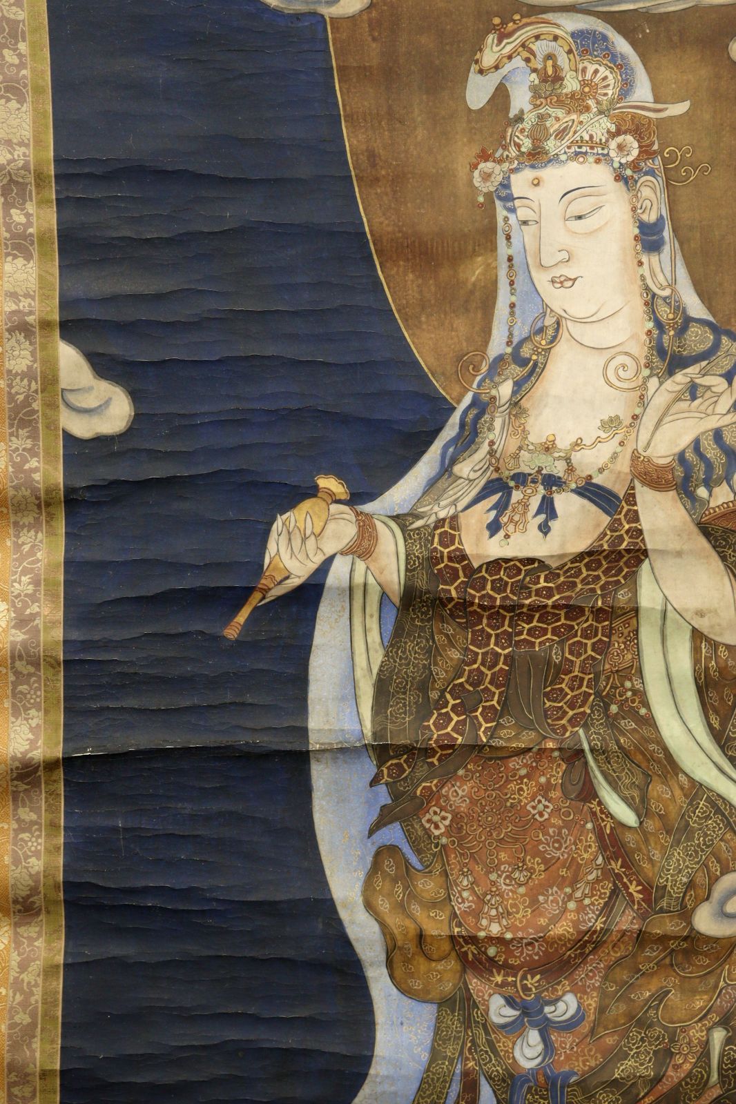 肉筆紙本掛軸 共箱  仏教美術       唐物 骨董 古美術 楾 O100-TQ 【信昭】