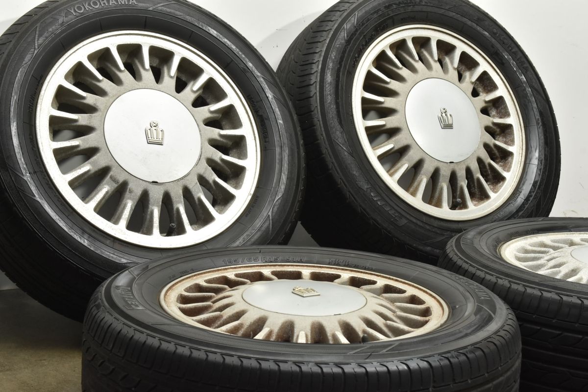 トヨタ クラウン 純正 15in 6.5J 25 PCD114.3 ヨコハマ アース1 195 65R15 交換用 ノーマル戻し ホイールのみ販売 可