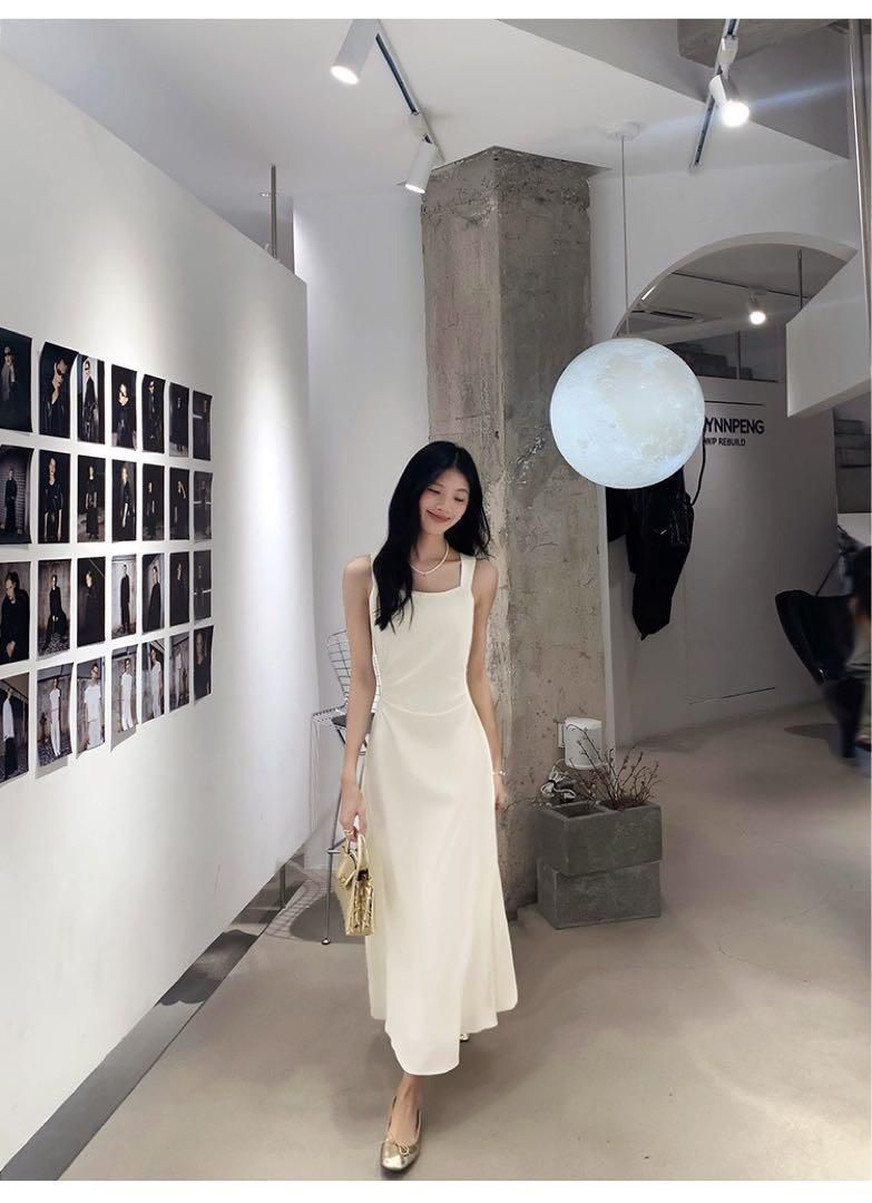 スクエアネックロングワンピース