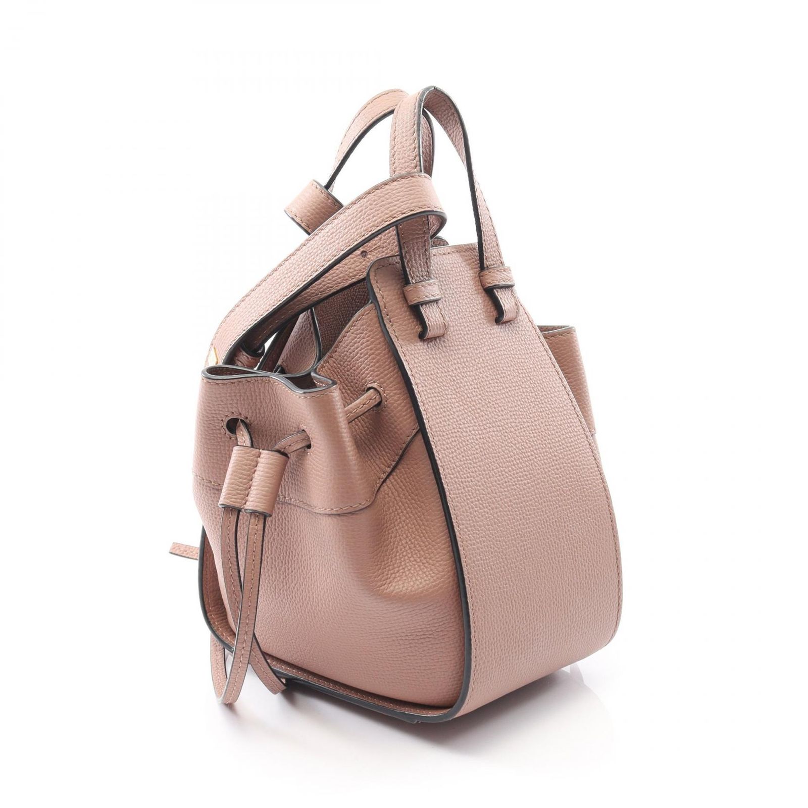 ロエベ LOEWE ハンドバッグ ハンモック ドローストリングバッグ ミニ A538V07X10 ローズブラウン レザー ハンモック ドローストリングバッグ ミニ レディース Used A