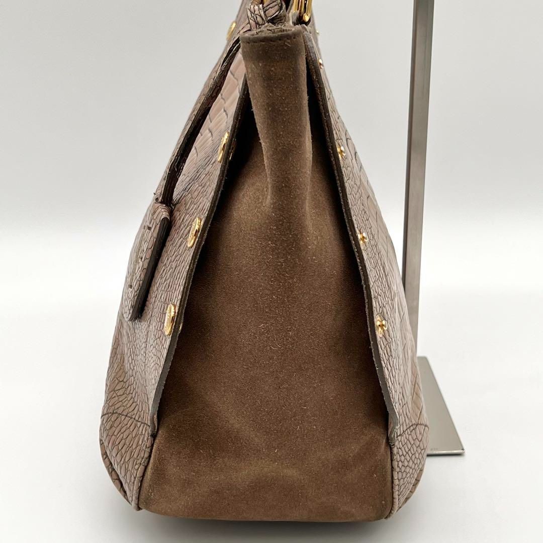 美品】FURLA ハンドバッグ トートバッグ クロコ型押し