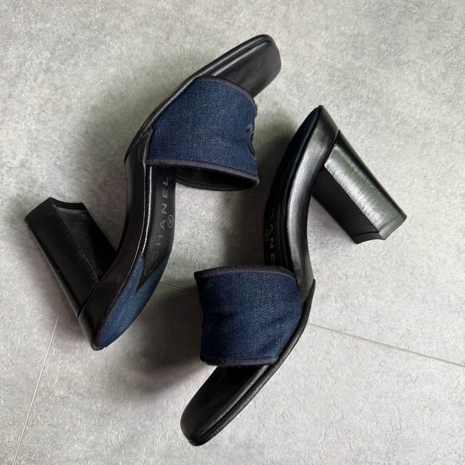 CHANEL シャネル ココマーク デニムミュール サンダル 箱付き 36C 23cm