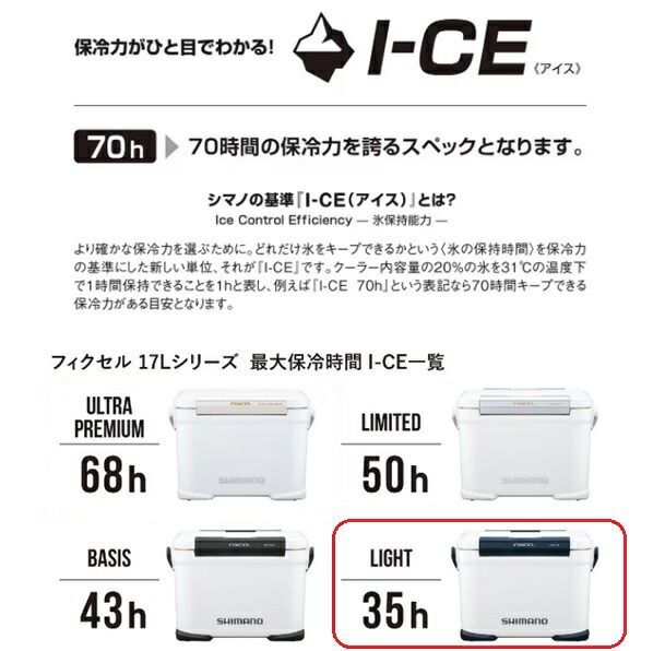 シマノ クーラボックス NF-417 X フィクセル ライト 17 L ピュアホワイト