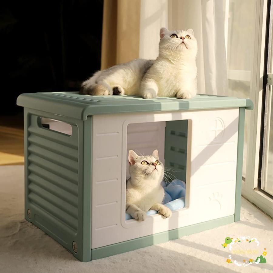 猫ハウス 屋外 犬小屋 防水 ペット部屋 通気性 分娩室 猫巣 組み立て式 防風 犬舎 防寒 洗える プラスチック 室内用ゲージ 収納便利 四季通用 裏庭 テラス ドッ