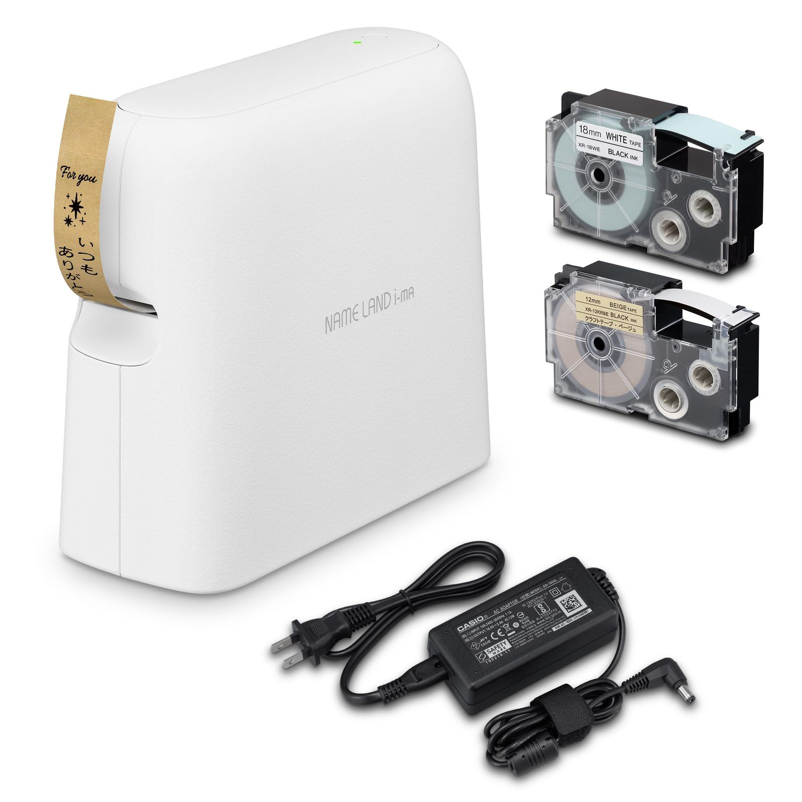 カシオ ラベルライター ネームランドi-ma スマホ PC対応 KL-SP100 テープ付きセット KL-SK-SET 3.5mm-24mm幅