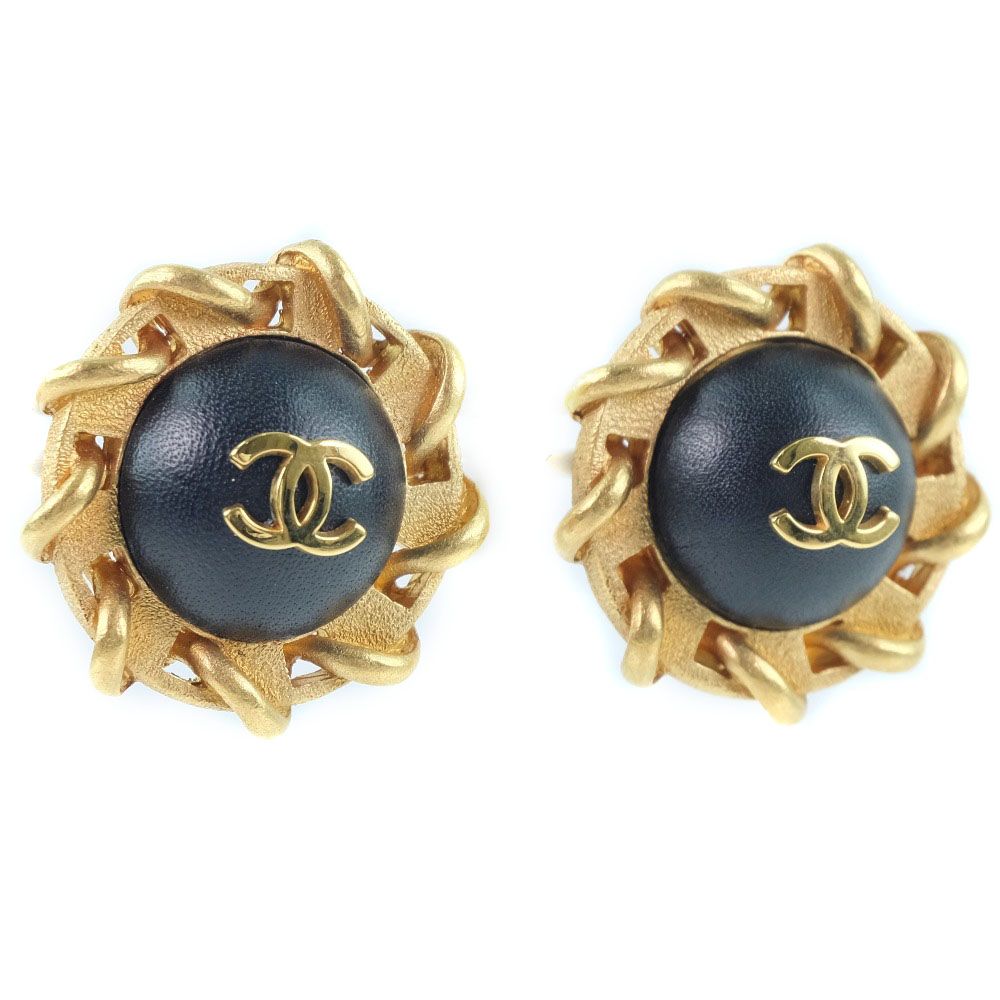 CHANEL】シャネル ココマーク 金メッキ×レザー ゴールド 94P