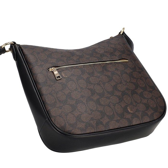 コーチ COACH ショルダーバッグ エリー ファイルバッグ CZ177 IMXAQ 2025 AW ウォルナット シグネチャーキャンバス ブラック レザー