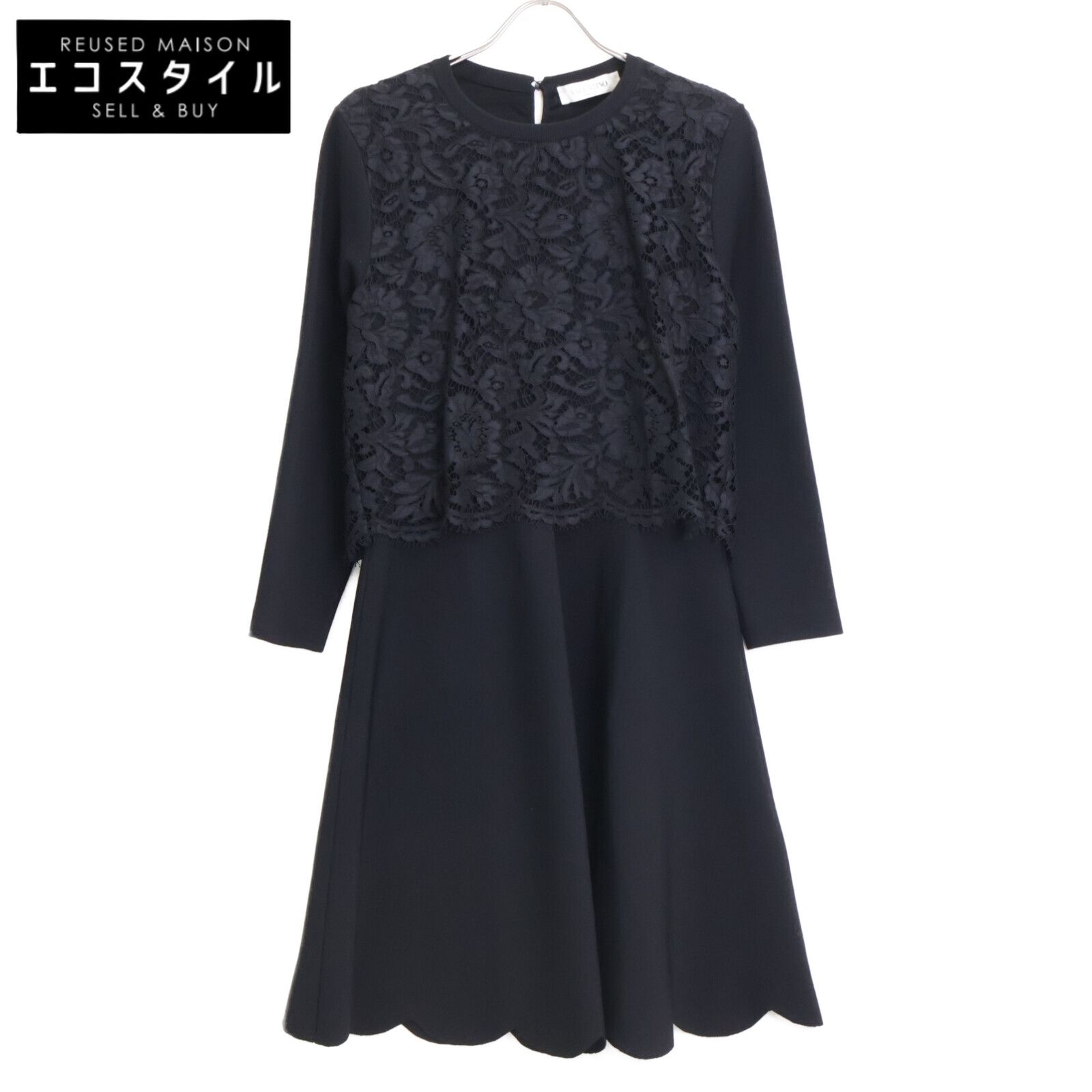 VALENTINO ヴァレンティノ ﾌﾞﾗｯｸ ﾚｰｽ ﾜﾝﾋﾟｰｽ L