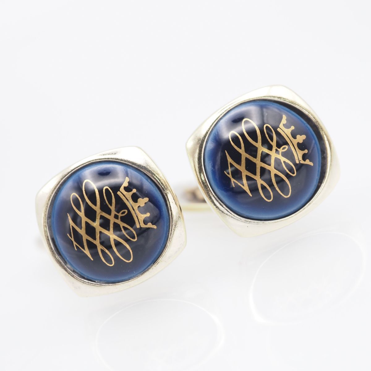 G832 ロイヤルコペンハーゲン 925S RCP DENMARK刻印 カフスボタン 陶器 ゴールド デザイン シルバー カフリンクス ROYAL COPENHAGEN