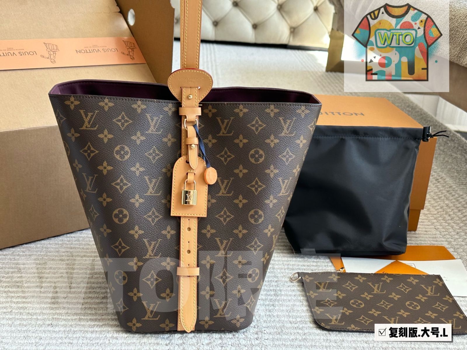 マ*ー様 【訳、難あり】 LOUISVUITTONキャデバッグフード付属 今日WTO】Louis Vuitton Max Bucket Bag/Fukubukuro ～30×26cm