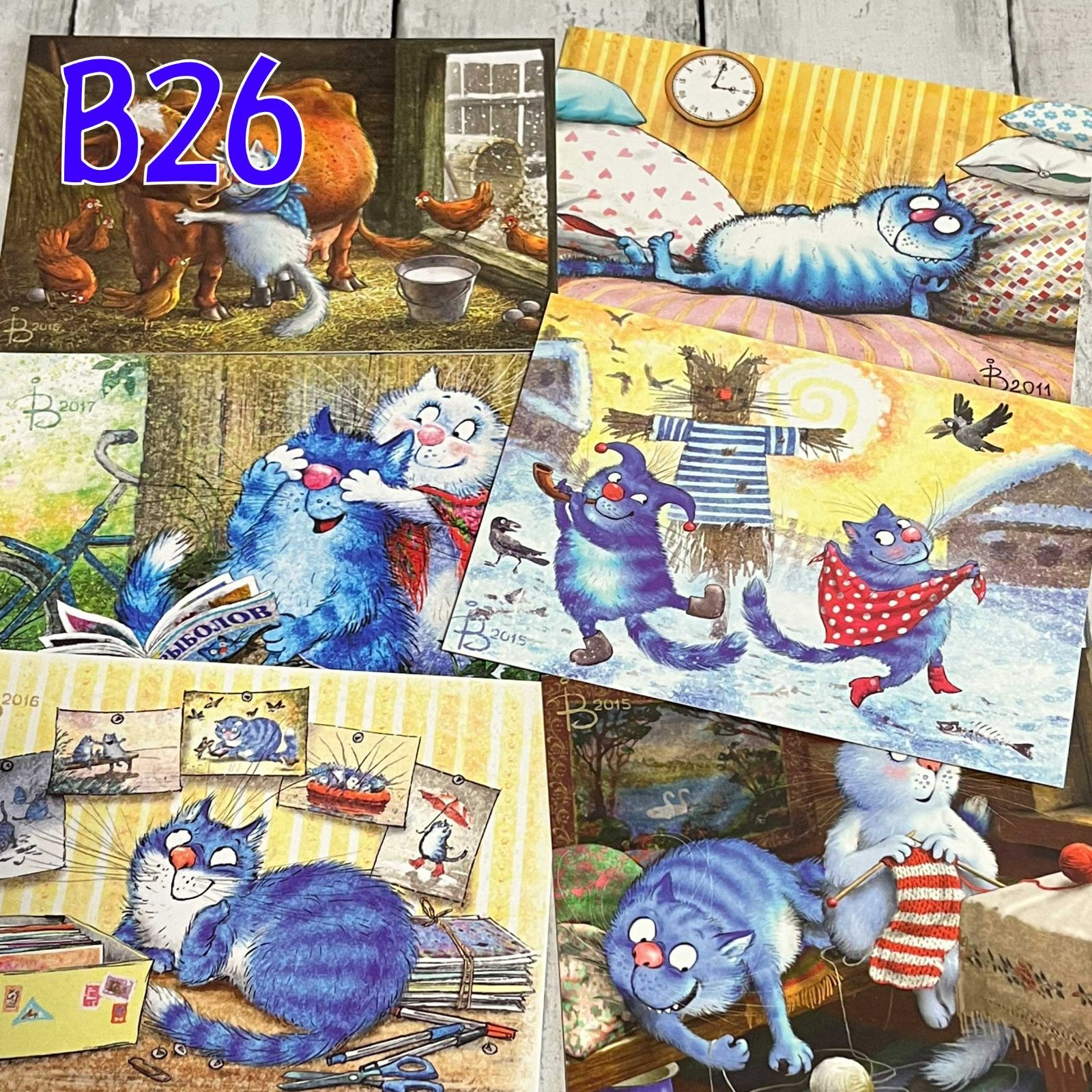 B26 ポストカード Blue Cats 6枚セット ネコ 絵はがき 絵葉書 - メルカリ