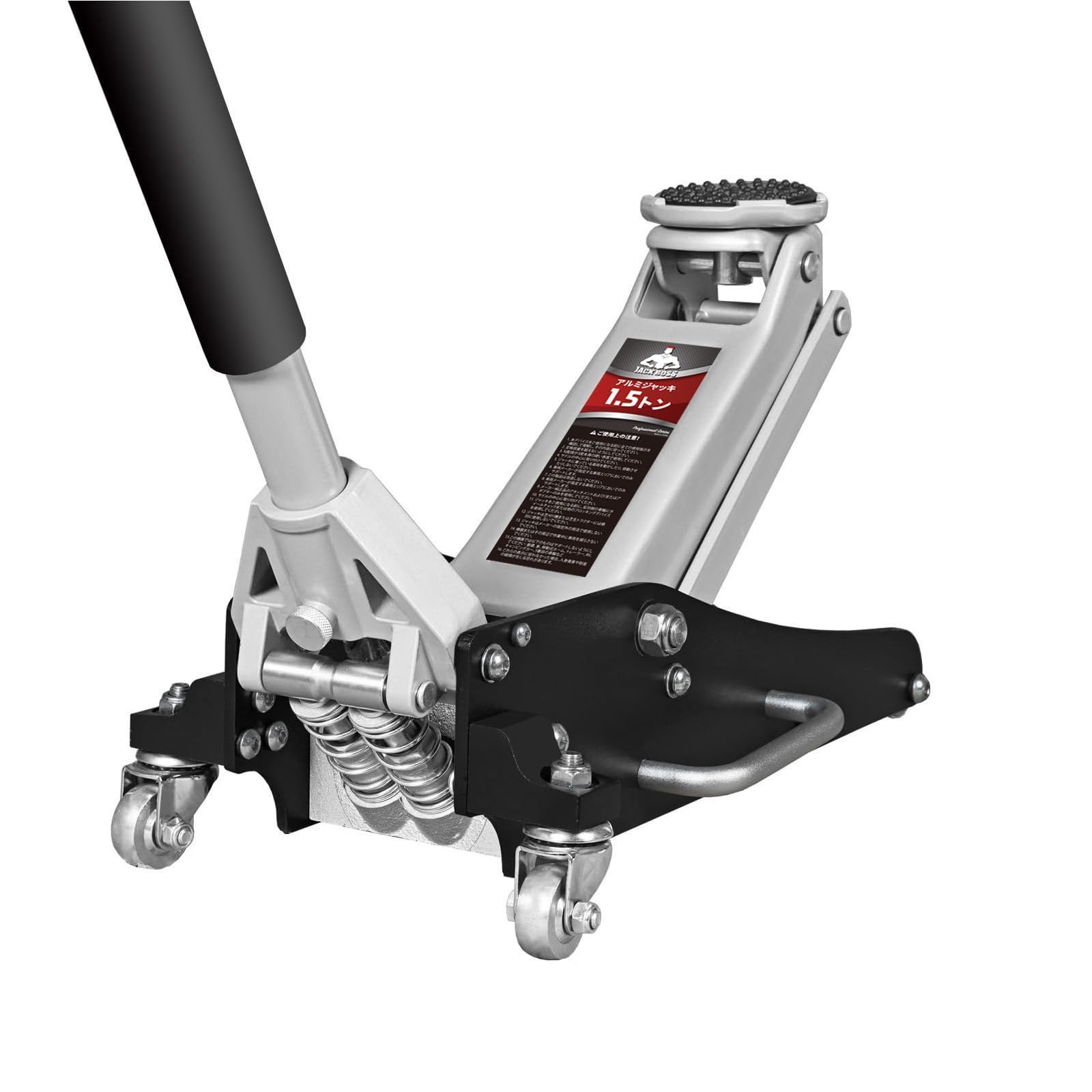 商品 Jack Boss アルミジャッキ 1.5t ガレージジャッキ 油圧式フロアジャッキ 最低位89mm|最高位355mm アルミ スチール ローダウン 軽量 高耐久 ブラック