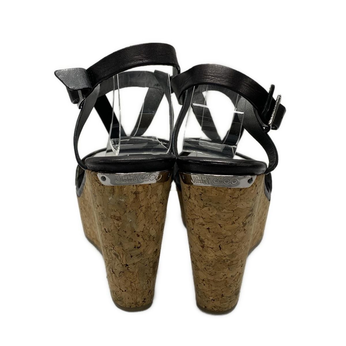 JIMMY CHOO ジミーチュウ ウェッジソール サンダル ブラック 36 JIMMY CHOO(ジミーチュウ) サンダル 36 レディース - 黒