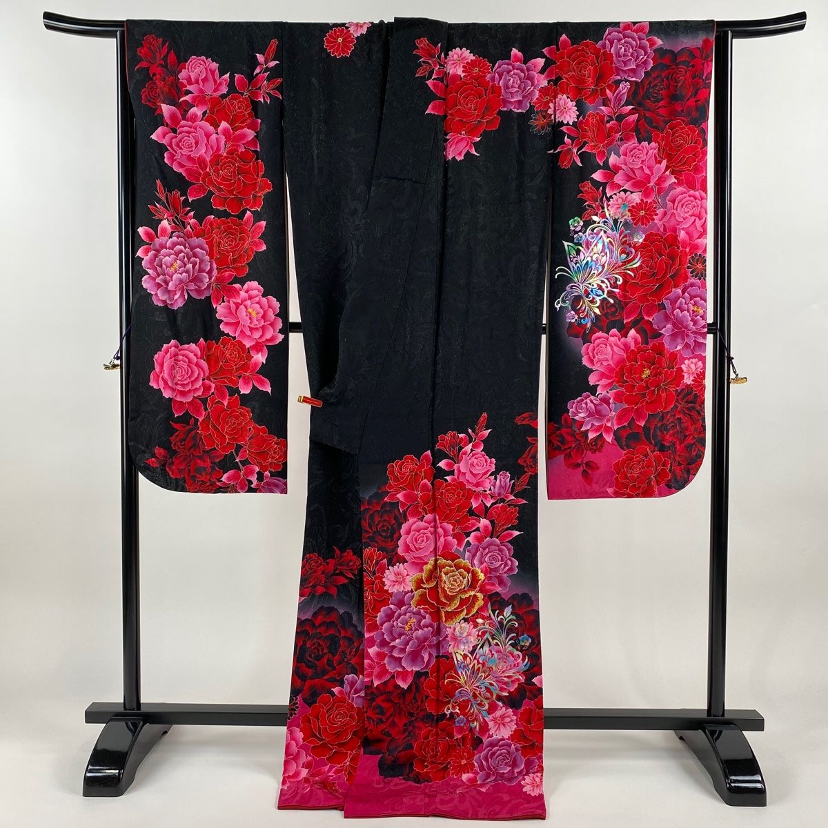 銀通し 刺繍 ハート 薔薇 星 リボン 振袖 晴れの日 着物 021a p 銀通し 刺繍 ハート 薔薇 星 リボン 振袖 晴れの日 着物 021a p
