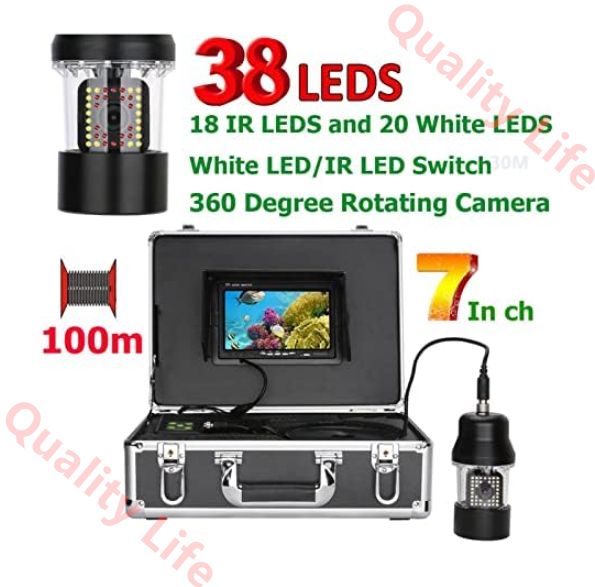 100m水中釣りビデオカメラフィッシュファインダーIP68防水38 LED