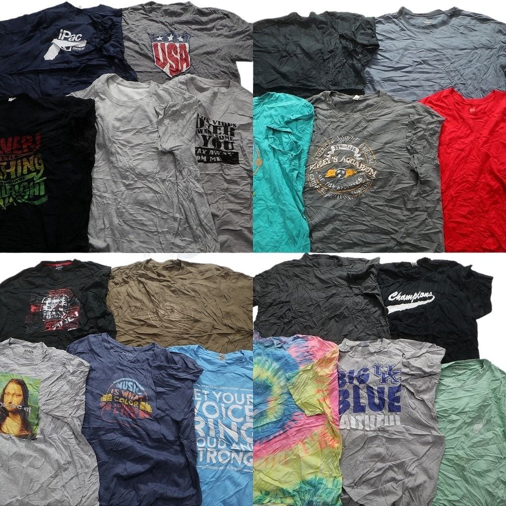 古着卸 mix プリント 半袖Tシャツ 20枚セット メンズ 3XL タイダイ柄 英文字プリント ワンポイント 古着 NA0722