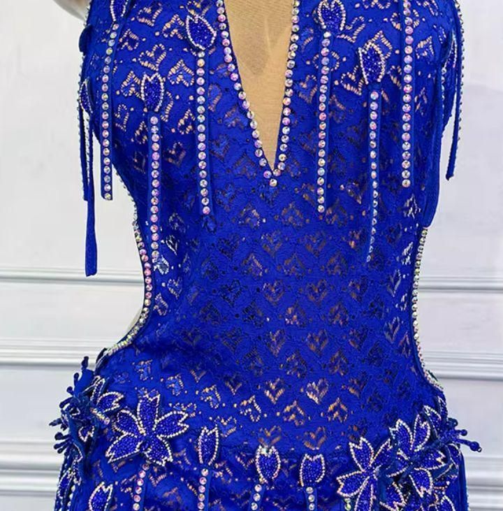 安い！かわいい！ ベリーダンス レース ブルー オリエンタル衣装 インナー付 オーダーメイド 感動的な