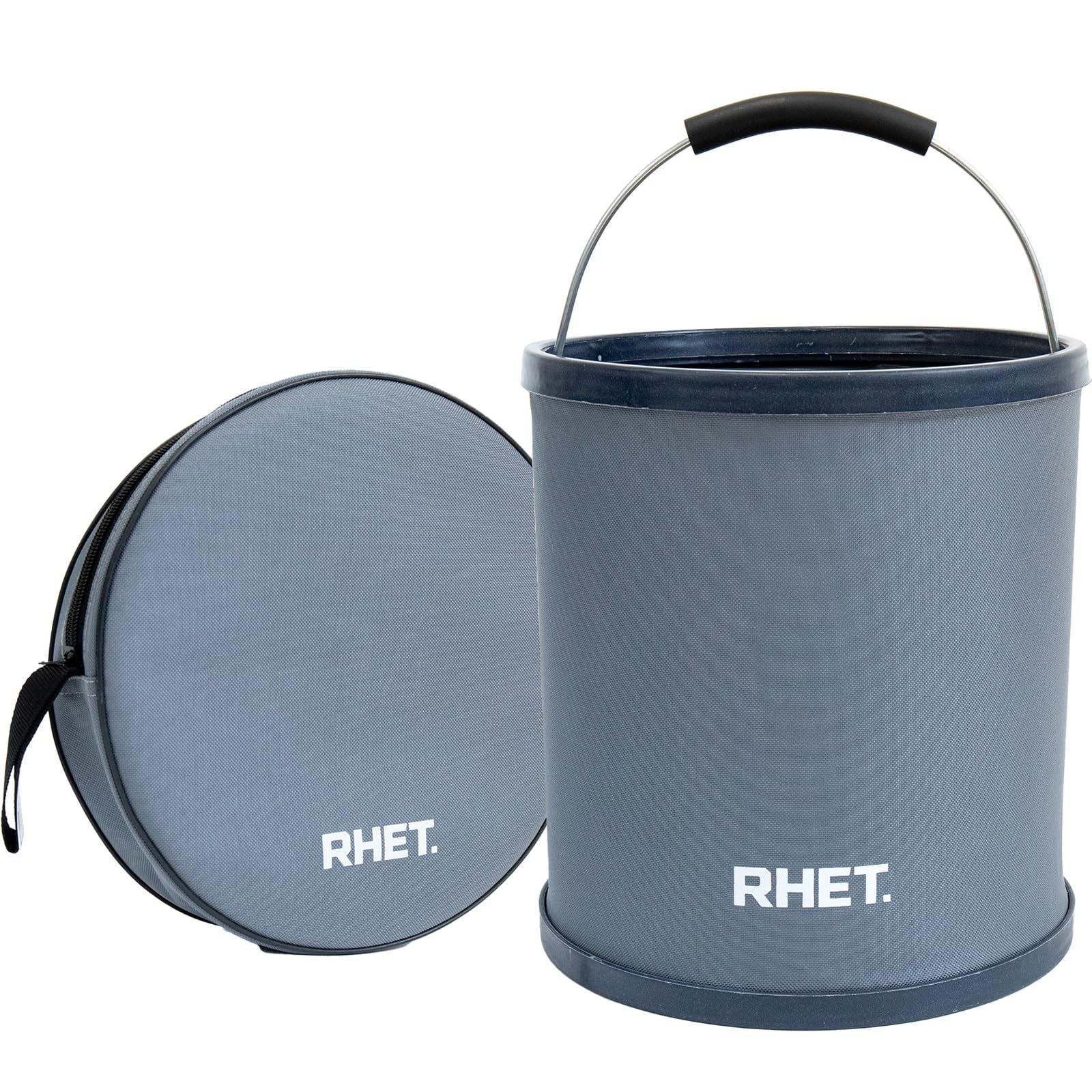 【在庫処分】レト RHET. グレー 24.5cm×27.5cm 11L 釣り キャンプ アウトドア ] 大容量＆持ち運べるu0026畳める [ ケース付 洗車 折り畳みバケツ
