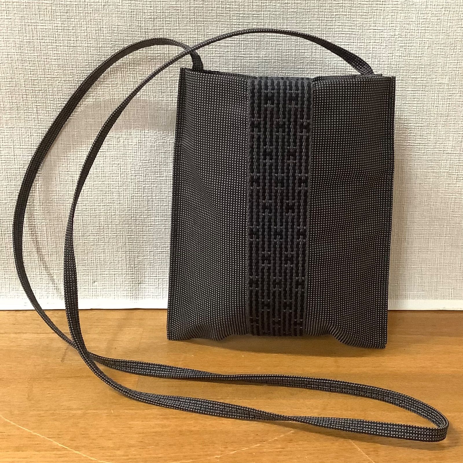 HERMES エルメス エールライン ショルダーバッグ グレー キャンバス 