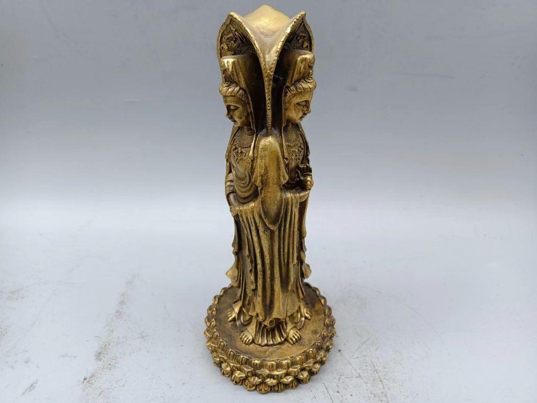仏教美術 三面観音菩薩仏像 銅製 仏像 彫刻 置物 開運 風水 仏教美術 仏像 三面観音菩薩仏像 開運 風水 銅製品 工芸品 置物