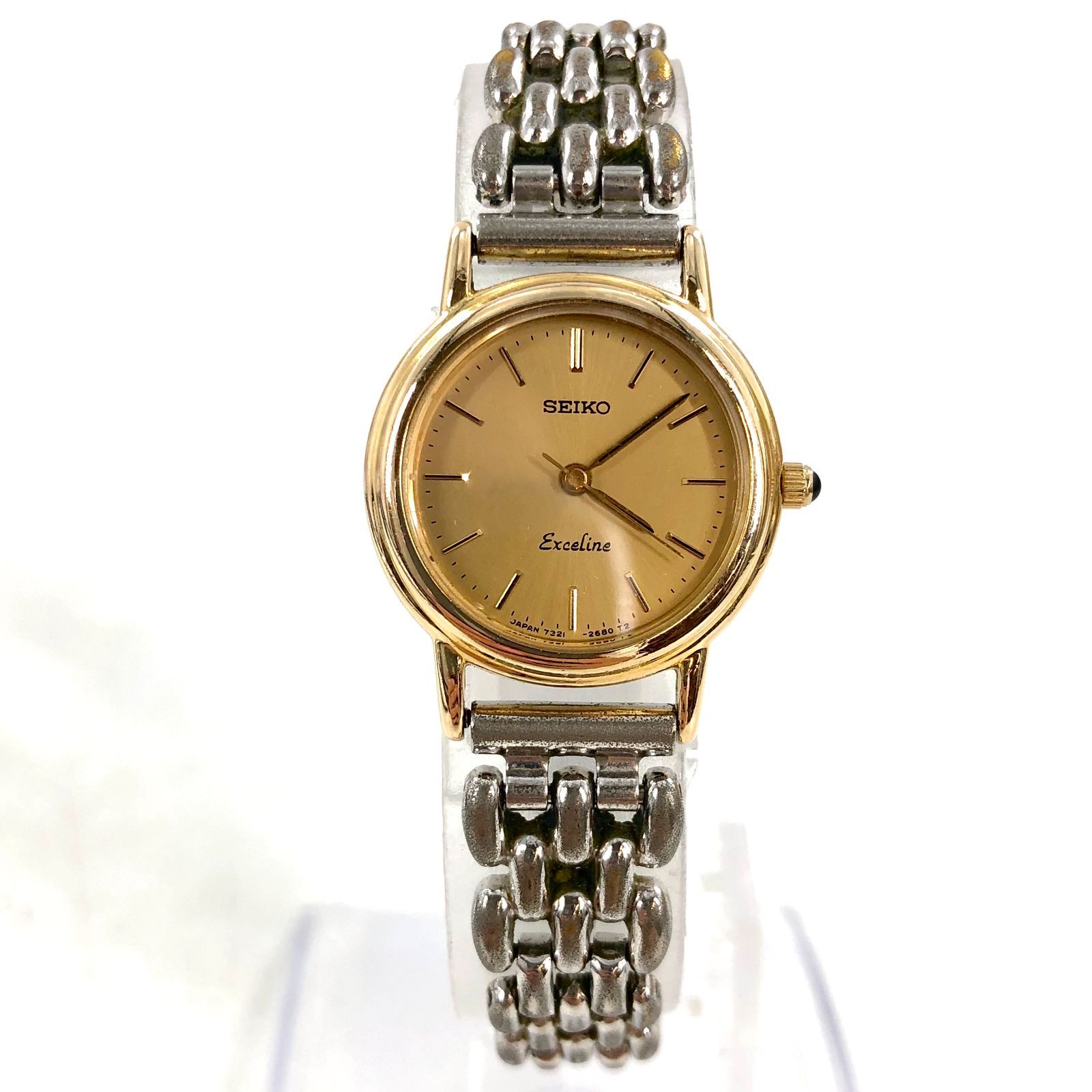 ジャンク品】 セイコー SEIKO エクセリーヌ 14KT×SS 7321-0550 腕時計
