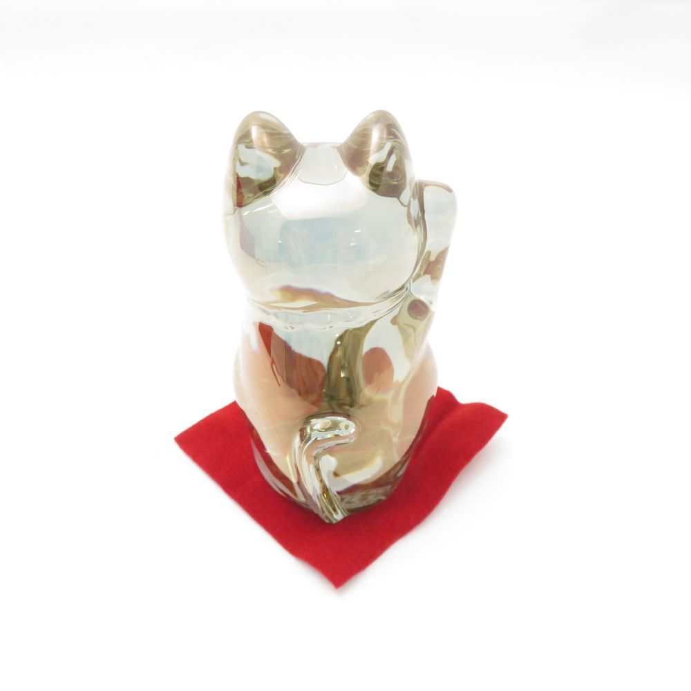 美品　Baccarat バカラ　まねき猫 招き猫 ラッキーキャット バカラ クリスタル 招き猫 Sサイズ ラッキー キャット ゴールド