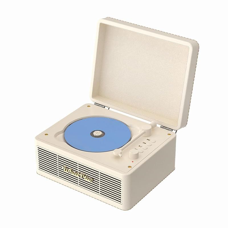WhatPlus CDプレーヤー ワイヤレス対応 スピーカ内蔵 2000mAhバッテリー搭載 デスク イヤホン|AUX-IN|TFカード ストレス解消 ホワイト 1
