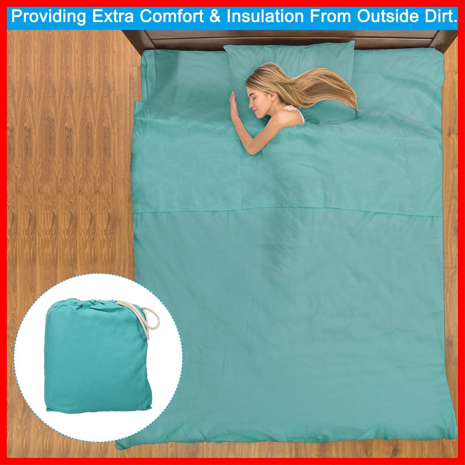 数量 トラベルキャンプシート 軽量 スリープサック ソフト コンパクト寝袋 キャリーバッグ付き 寝袋ライナー 大人用 cm キャンプ 旅行 210x80 ホテル用 PATIKIL パシフィックブルー OLIVEOS_COM_TR