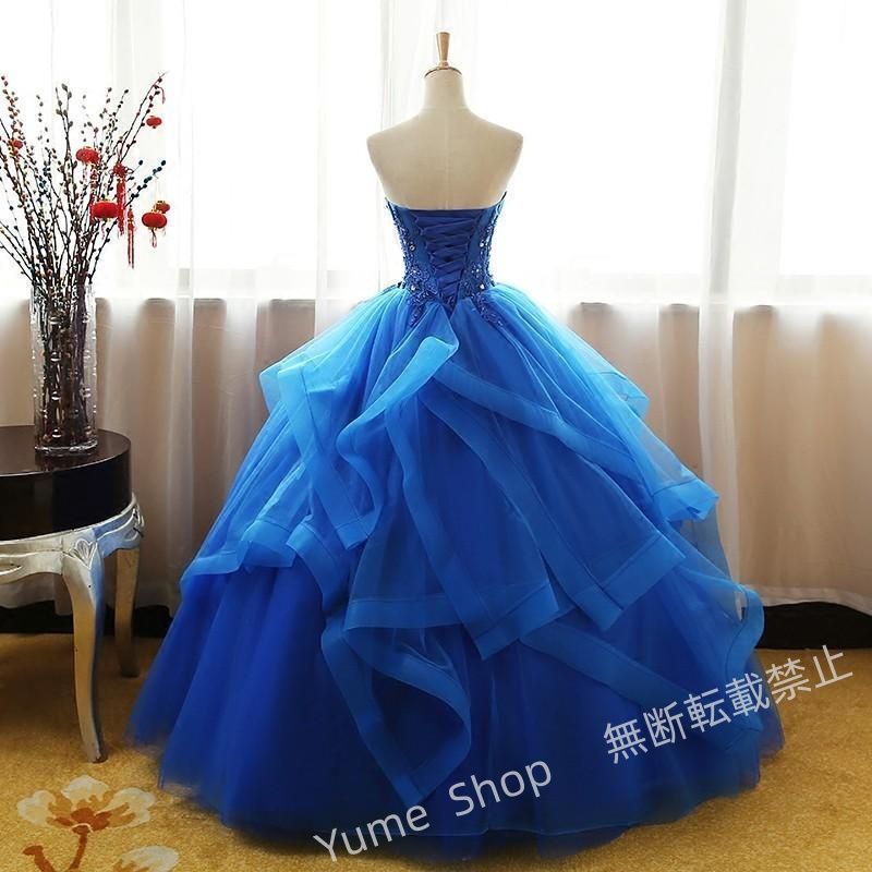 必要最低限 ドレス 演奏会 安い ロングドレス ウェディング ドレス 二次会 プリンセスライン 結婚式 ステージ衣装 パーティー 青 コンサート 大きいサイズ nhdw121 新商品が続々！