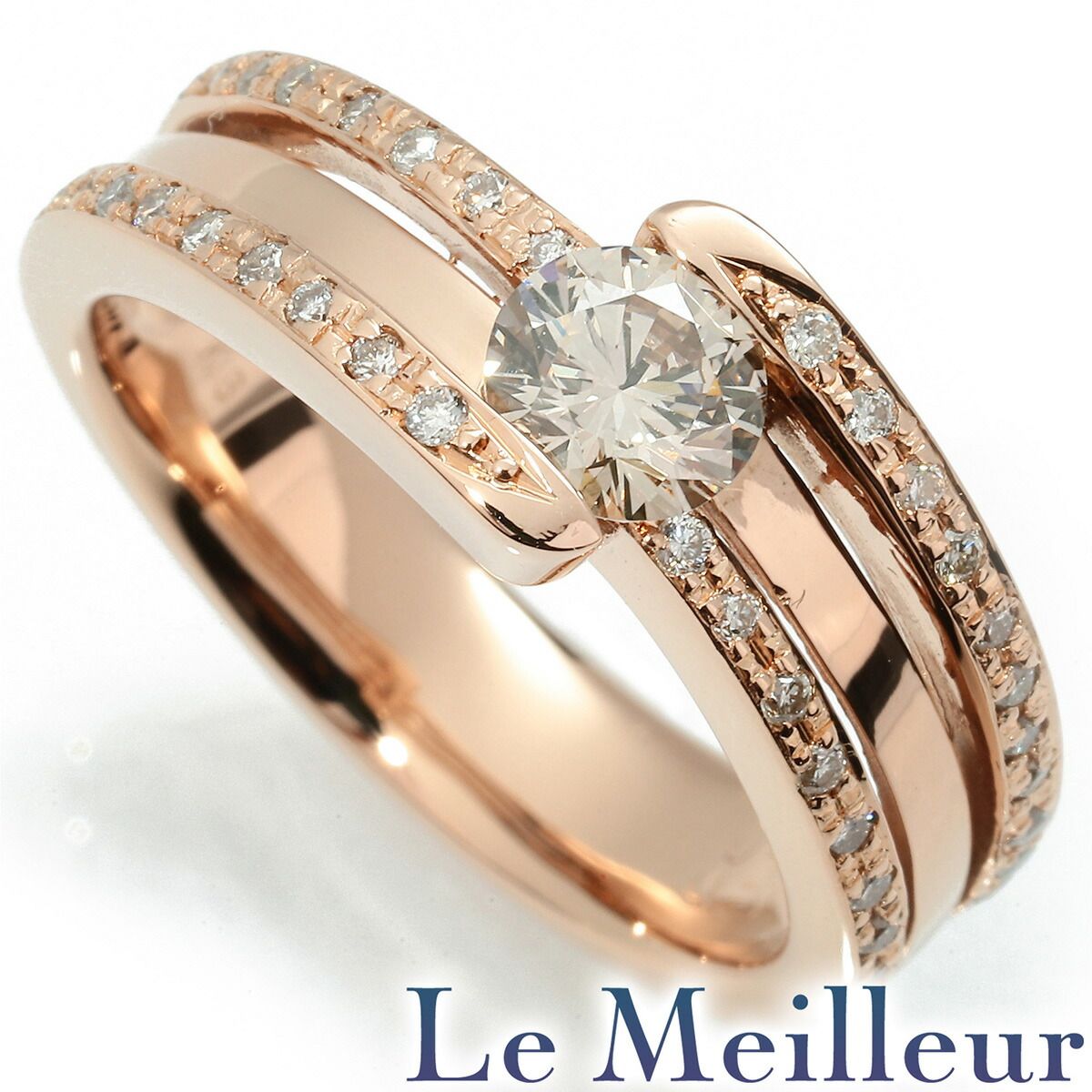 ダイヤモンド 0.48ct ダイヤモンド 0.21ct ピンクゴールド K18PG リング VSクラス 指輪 12号 プレラブド 返品OK