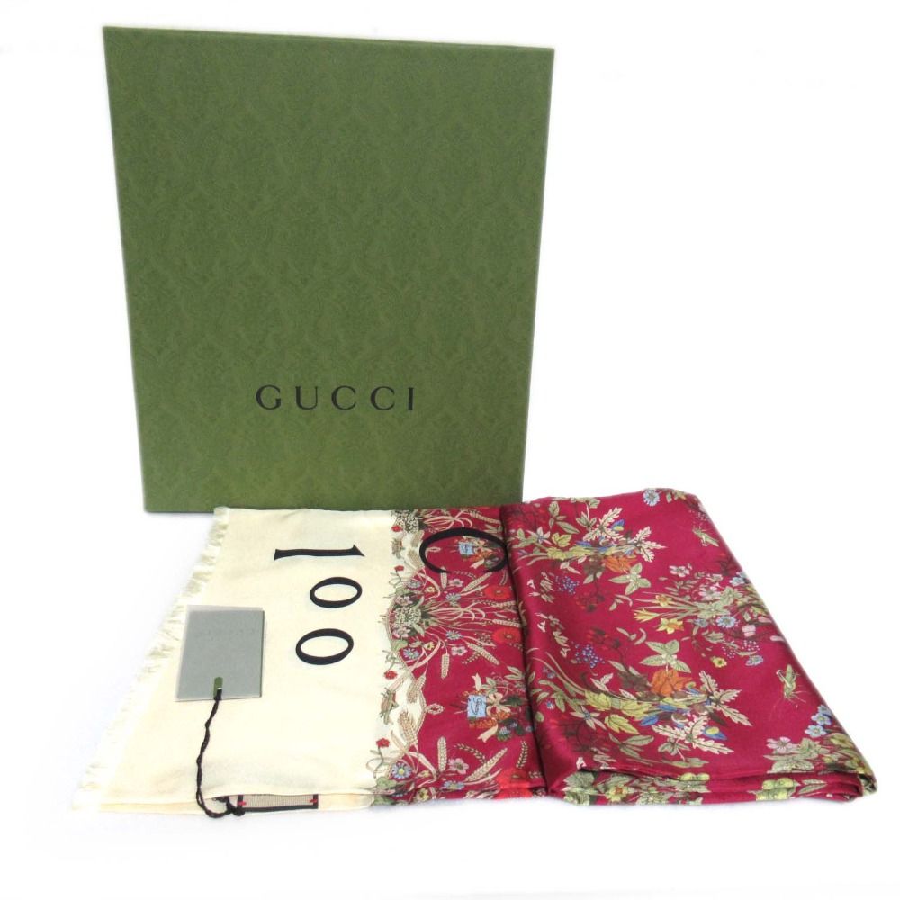新品同様 22SS GUCCI グッチ 100周年記念 フローラ柄 シルク
