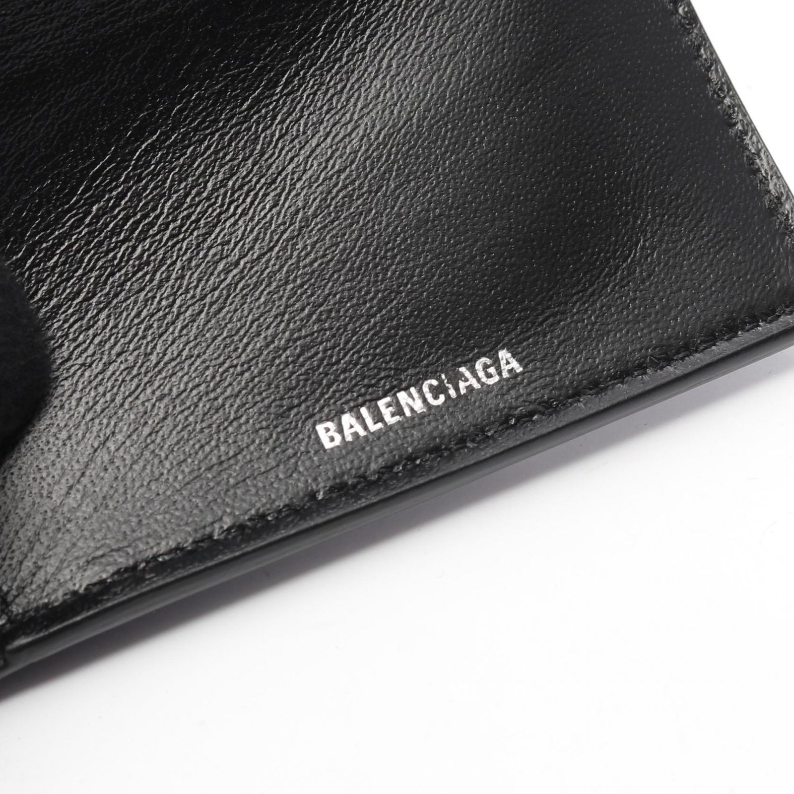 バレンシアガ 三つ折り財布 エブリデイ ブラック ロゴ レザー